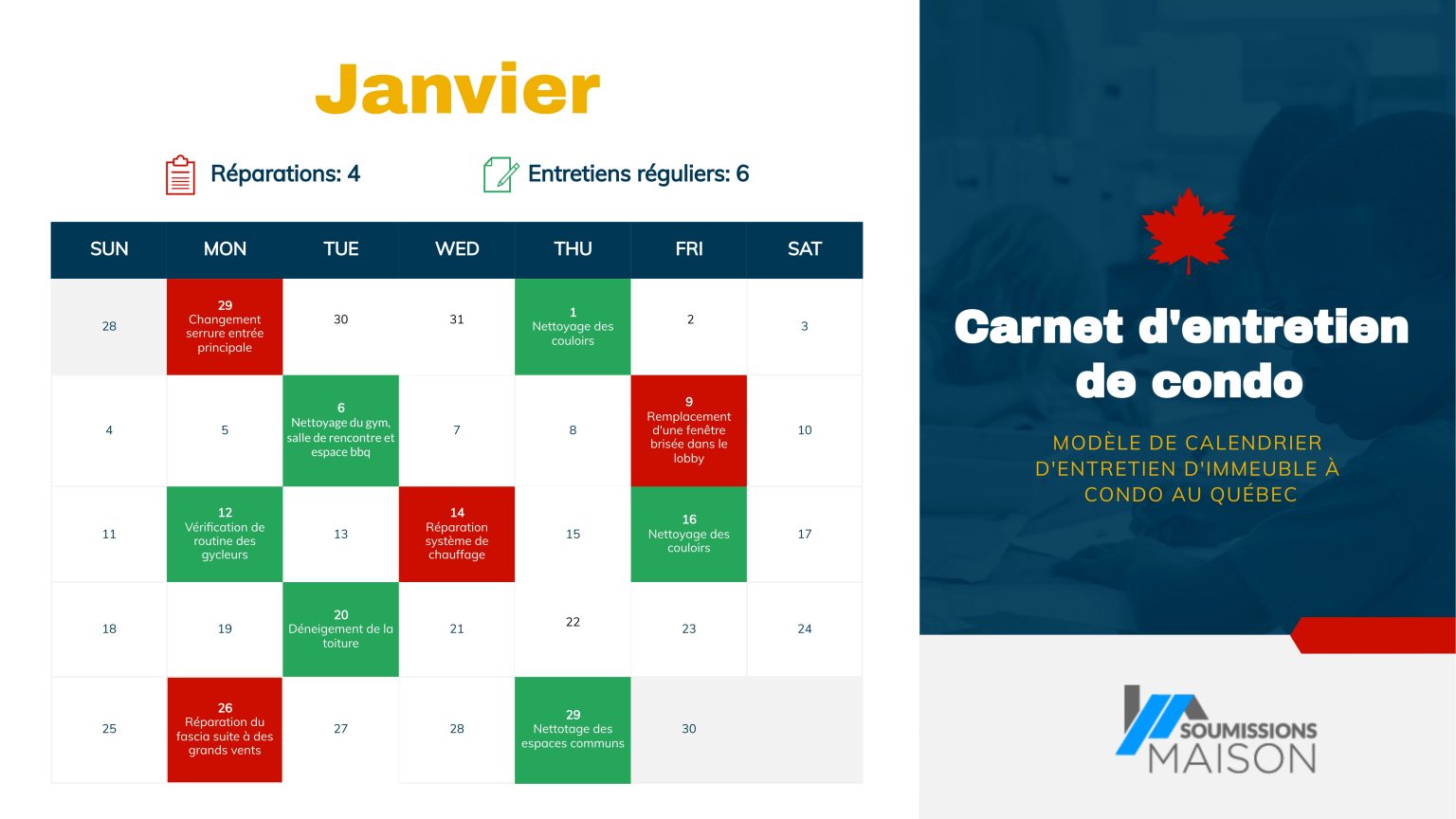 Carnet d entretien de condo au Québec InfographieSoumissions Maison